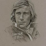 James Hunt - Black & White Chalk on Paper approx A3 by Simon Taylor